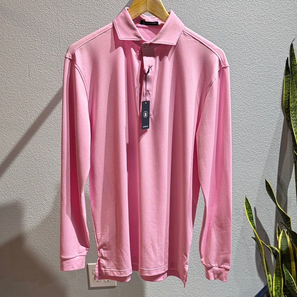 Classic Pink Long Sleeve Polo Shirt